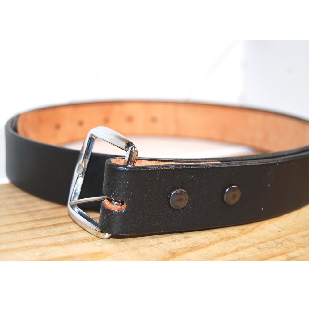 Men's Black Leather Belt‎ size 44 Cinturon Anca de Porto Adjustable